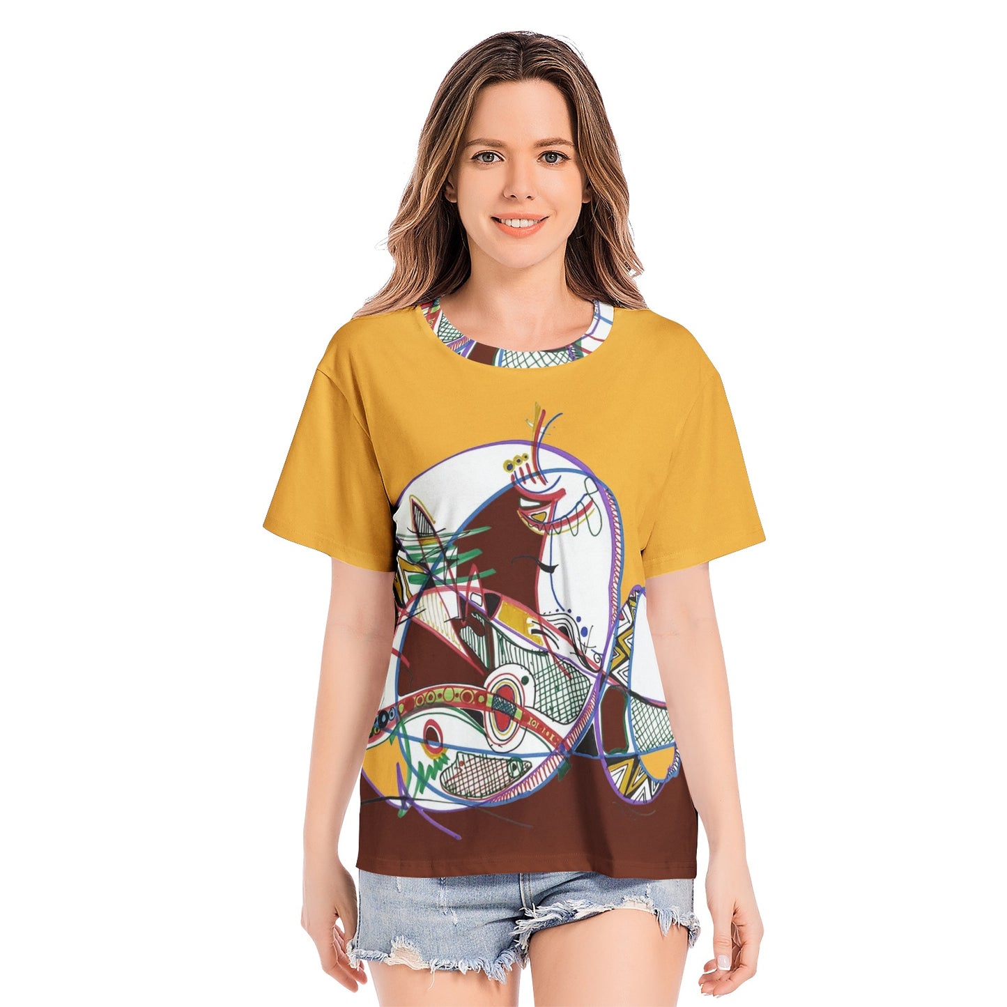 Tee-shirt mixte coton "Yellowbrown"