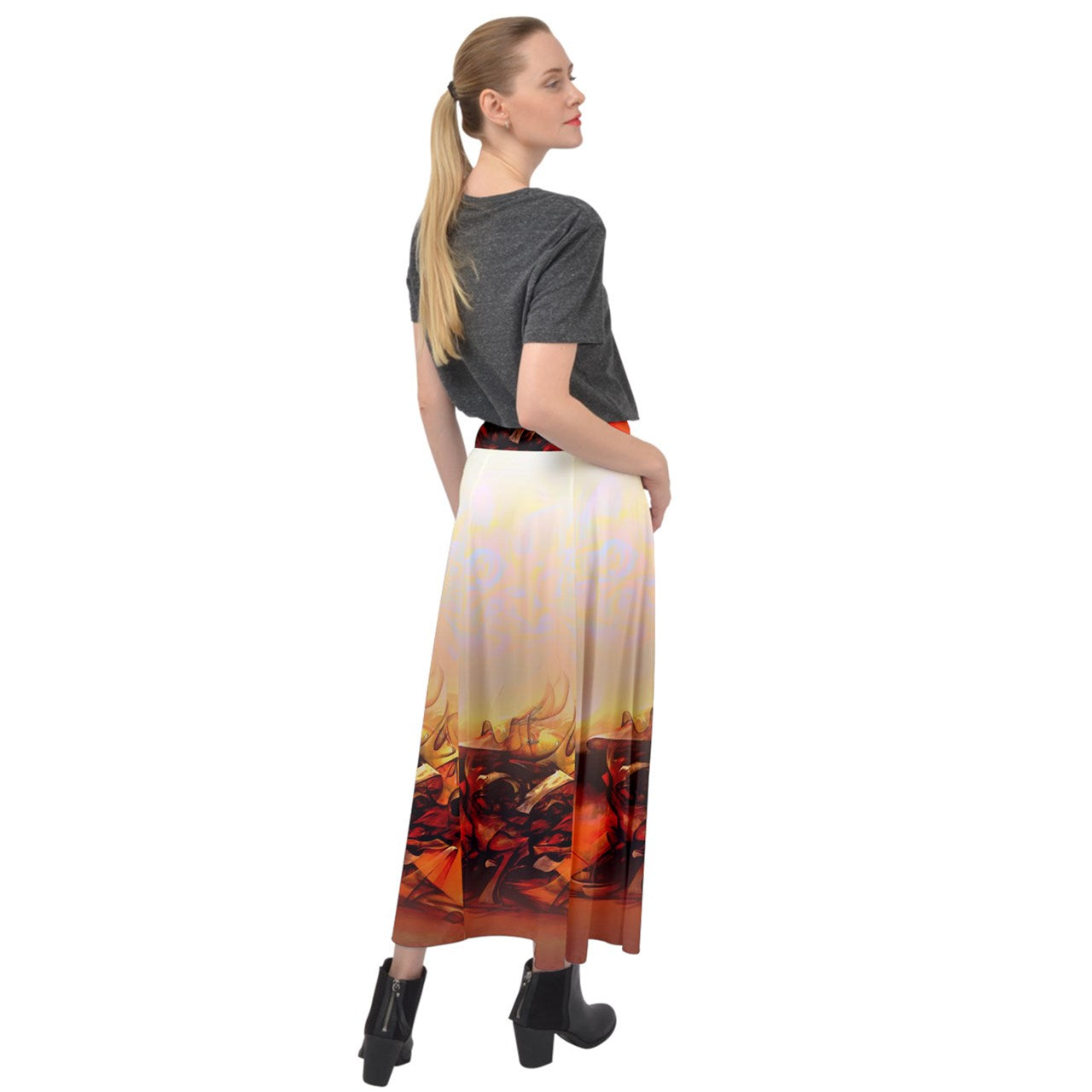 Jupe longue fendue velour "Vayan"