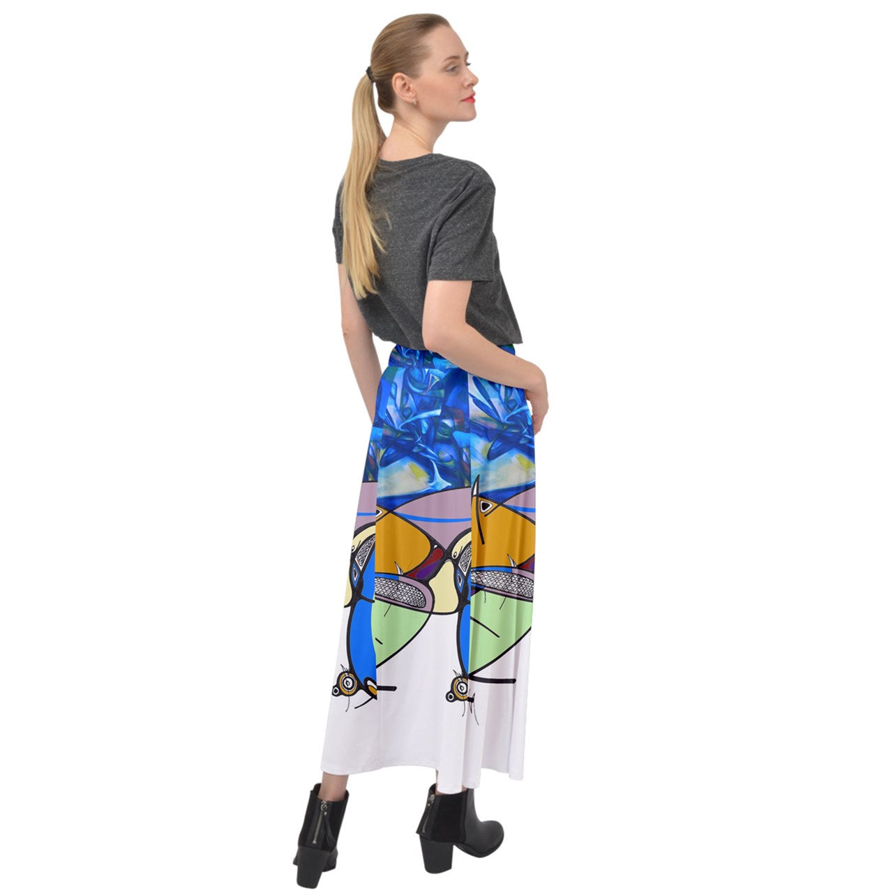 Jupe longue fendue velour "Yòlblé"