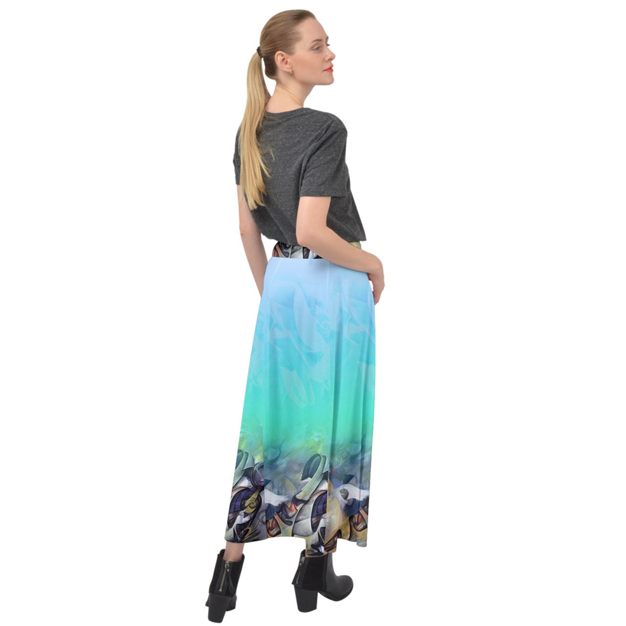 Jupe longue fendue velour "Makan"