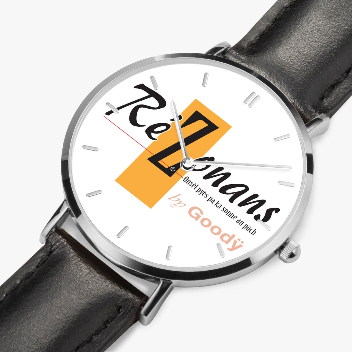 Montre quartz ultra plate "RéZonans" (Argent - avec indicateurs)