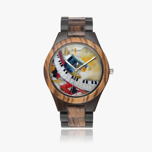 Contraste el reloj de madera natural "Pianoka"