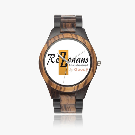 対照的な天然木材腕時計 "Ronzonans"
