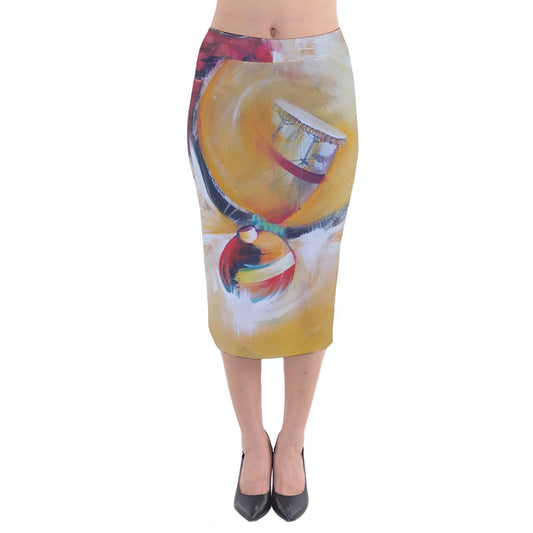 "Chachaka" velvet pencil skirt