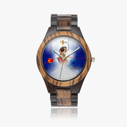 Contrasting natural wood watch "Toujoublé"