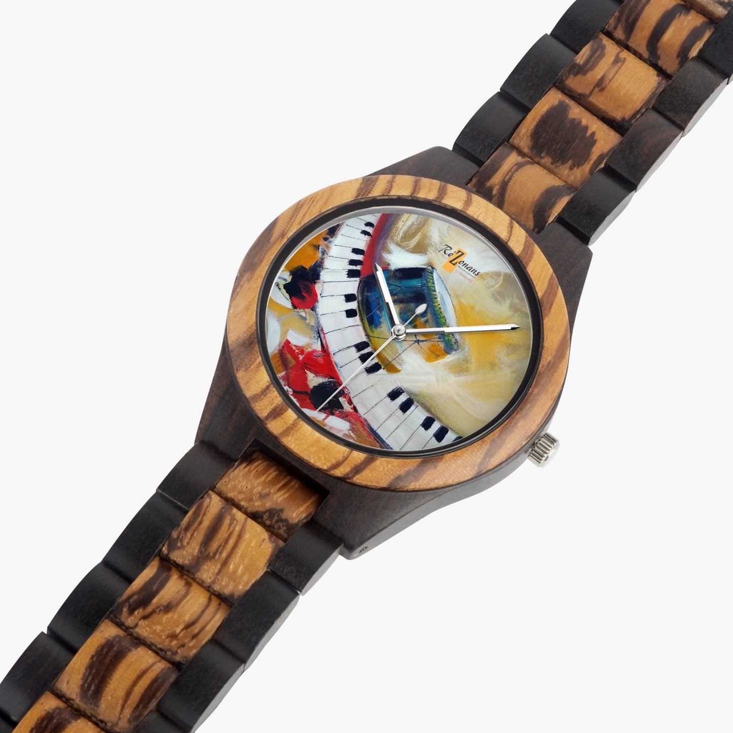 Contraste el reloj de madera natural "Pianoka"