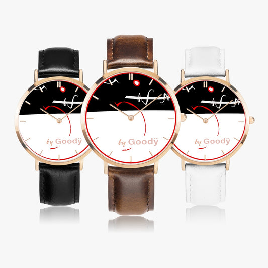 Ultra flat quartz watch "Lignerouge" (Rose Gold - With indicators)