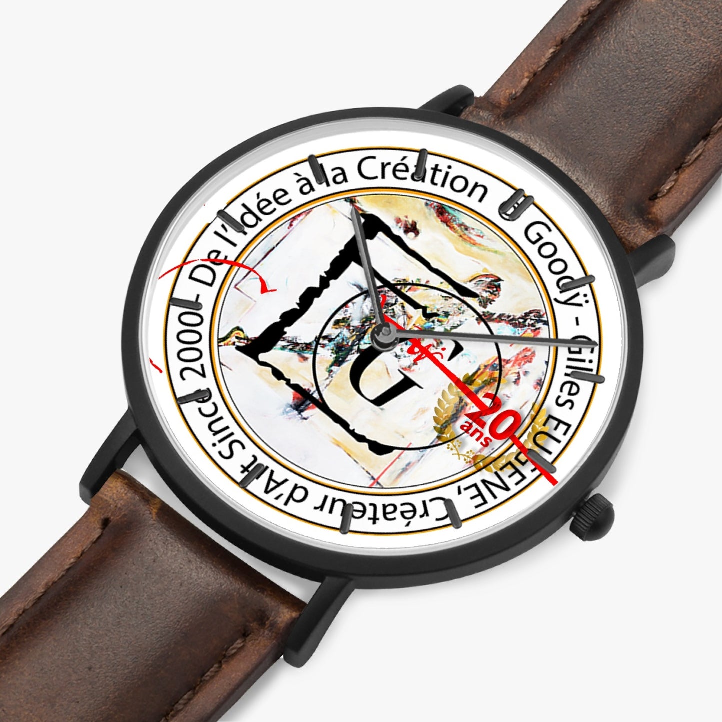 Ultra flat quartz watch "Collector" (Black - with indicators)