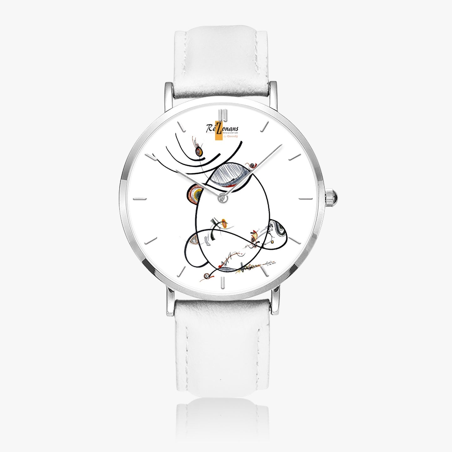 Ultra flat quartz watch "Linea" (Silver - with indicators)