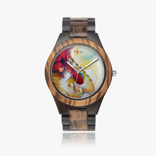 Contrasting natural wood watch "Miziksax"