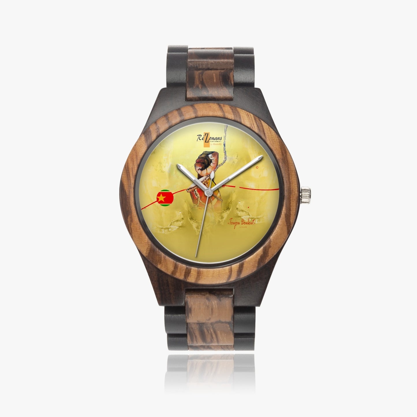 Contrasting natural wood watch "Toujoudoré"