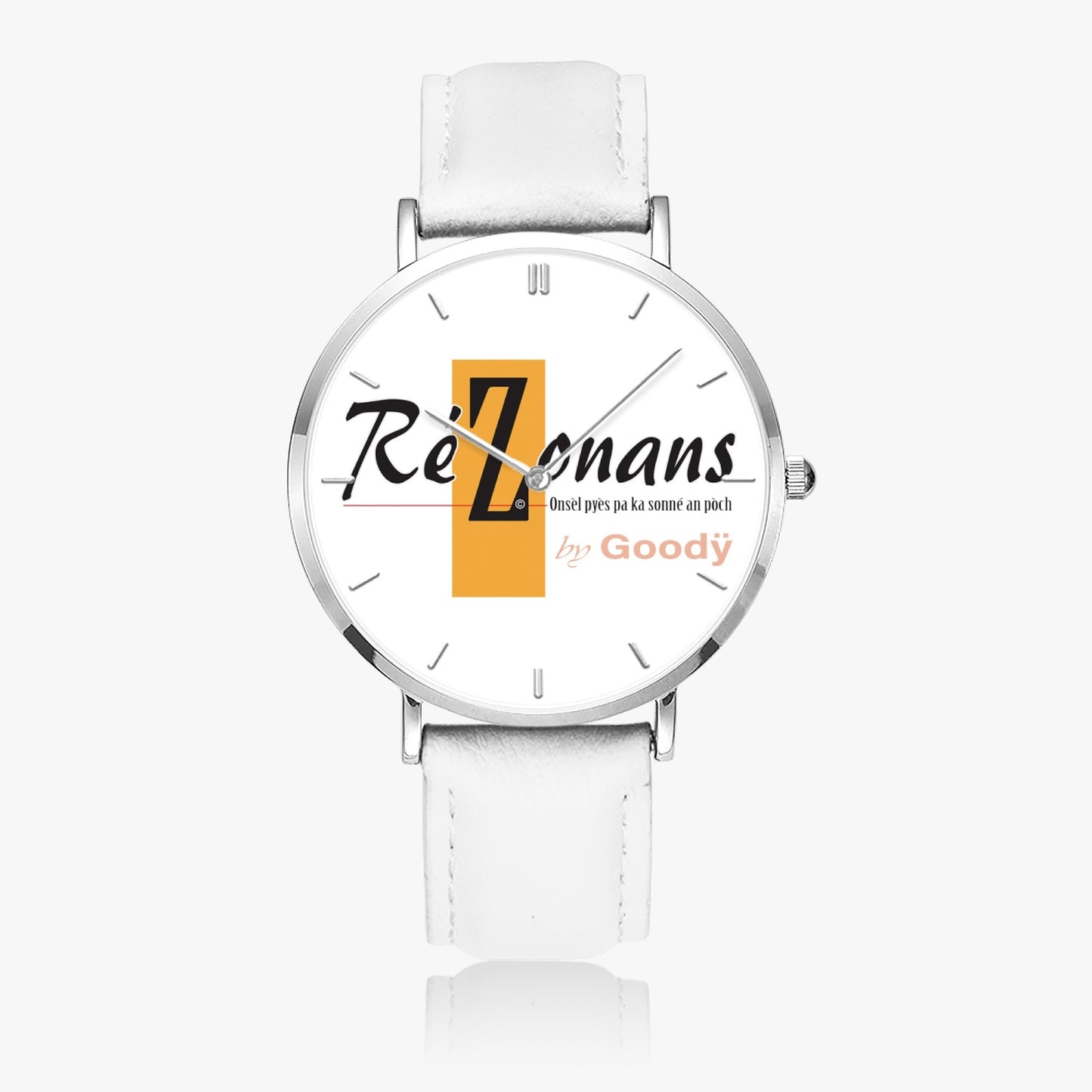 Orologio al quarzo ultra piatto "Robinans" (argento - con indicatori)