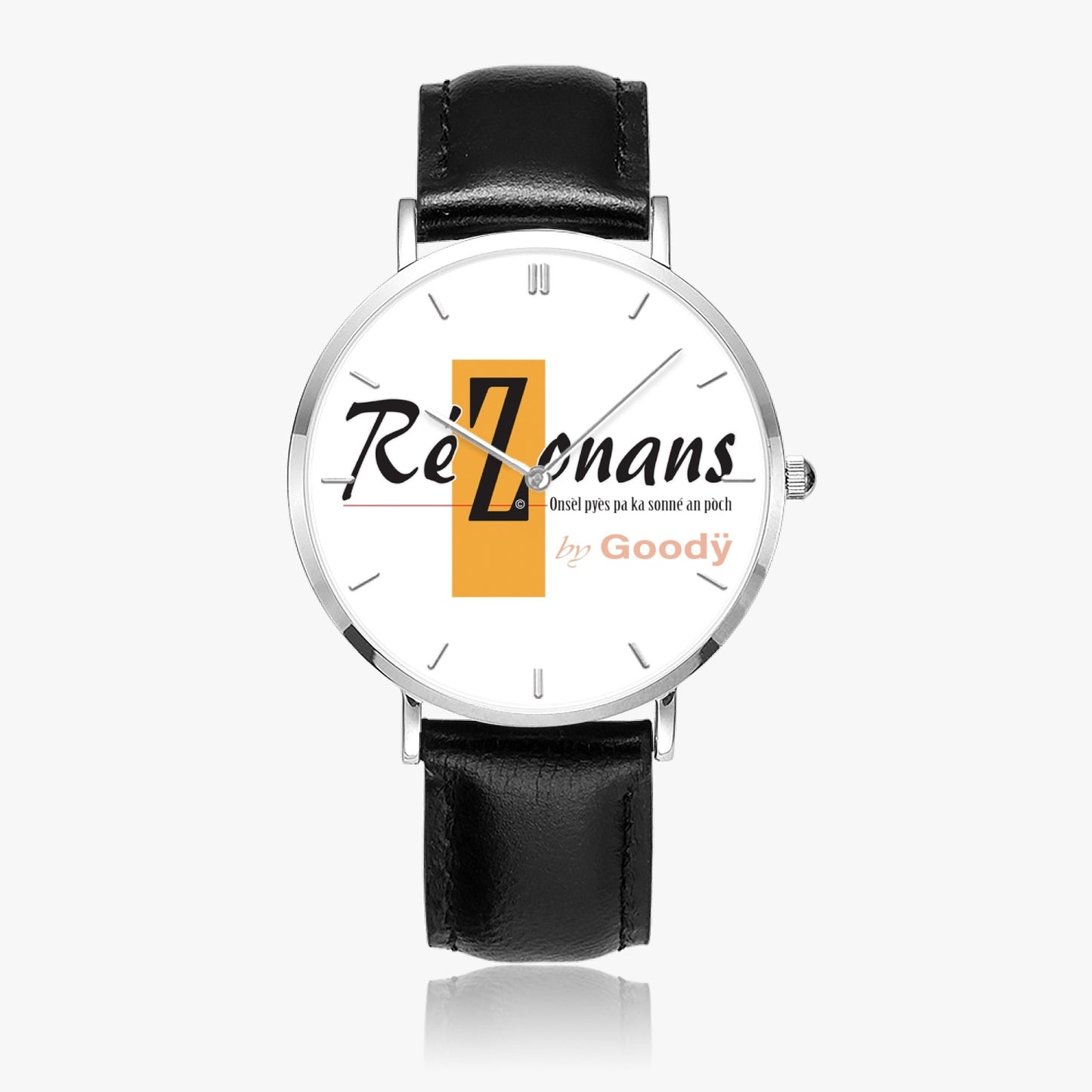 Orologio al quarzo ultra piatto "Robinans" (argento - con indicatori)