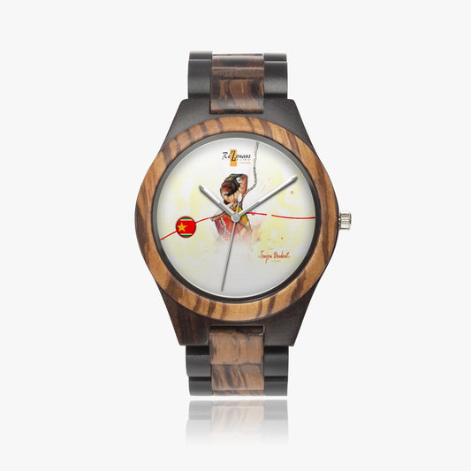 Contrasting natural wood watch "Toujouklè"