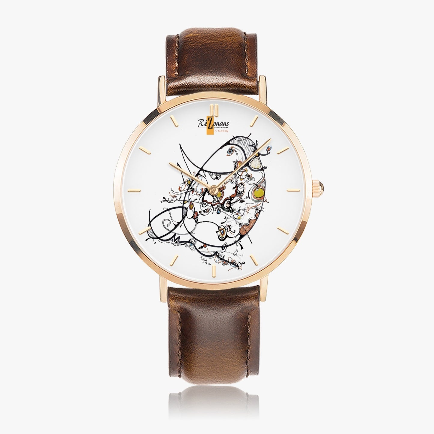 Ultra flat quartz watch "Kaomonde" (Rose Gold - With indicators)