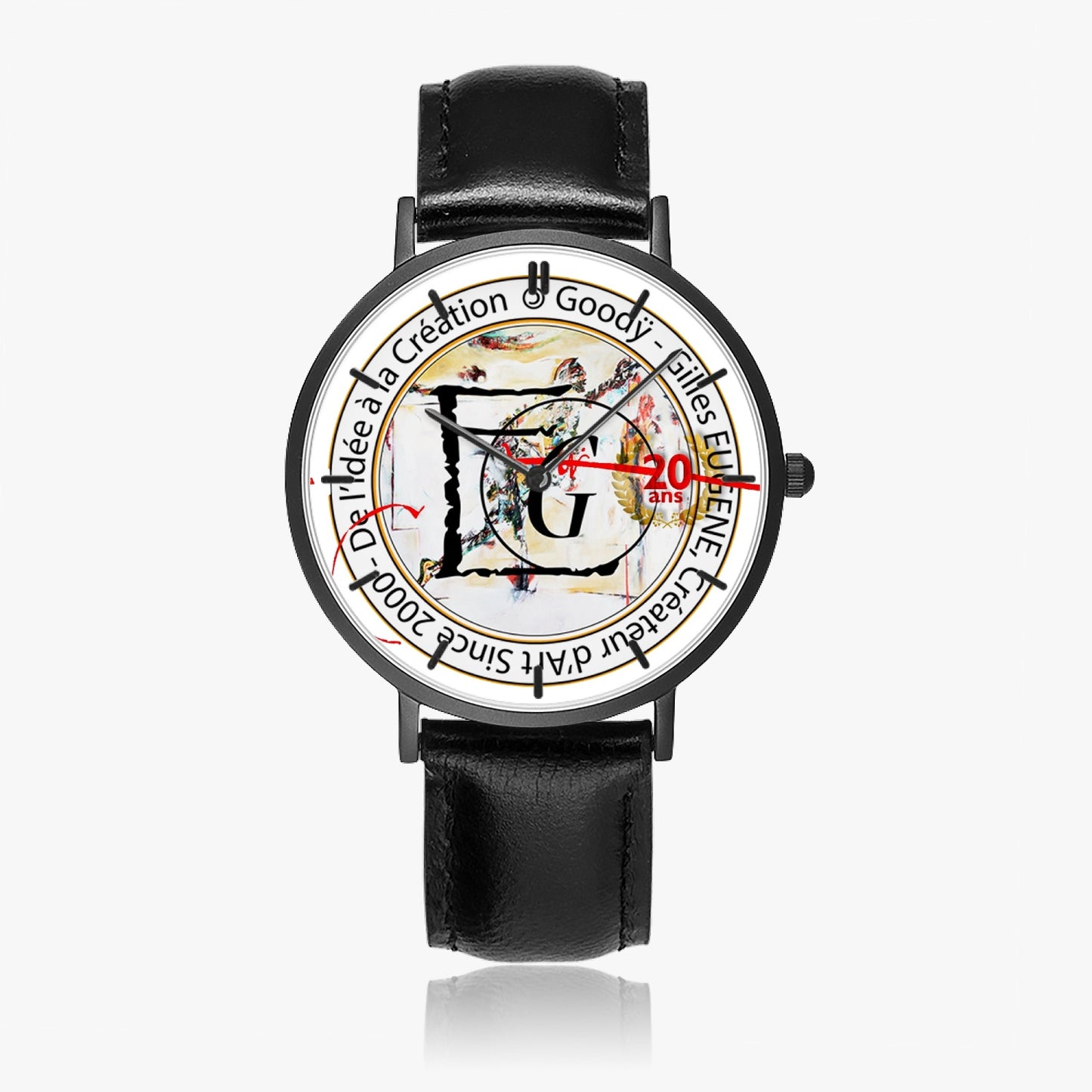 Ultra flat quartz watch "Collector" (Black - with indicators)