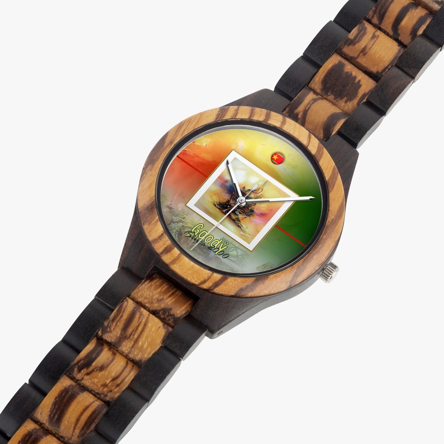 対照的な天然木の時計「Yellowstar」