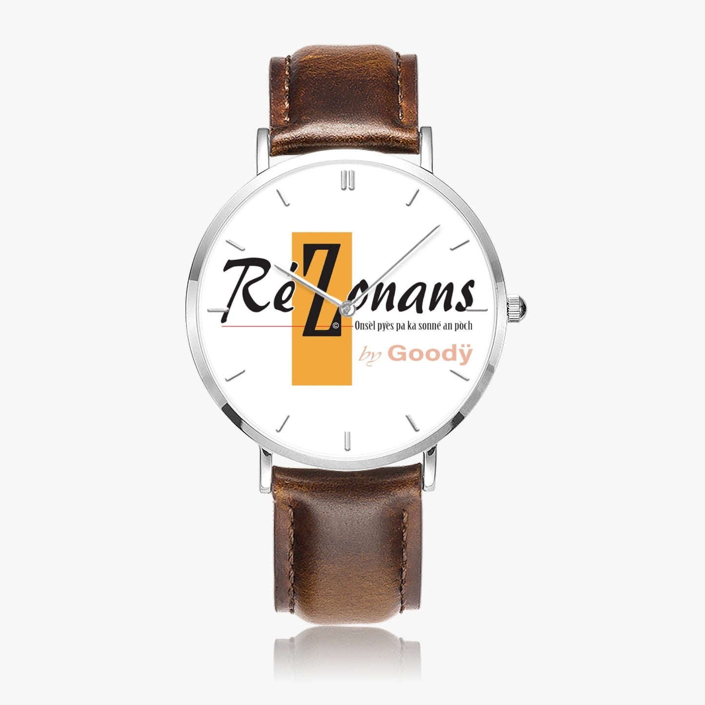 Ultra flat quartz watch "RéZonans" (Silver - with indicators)