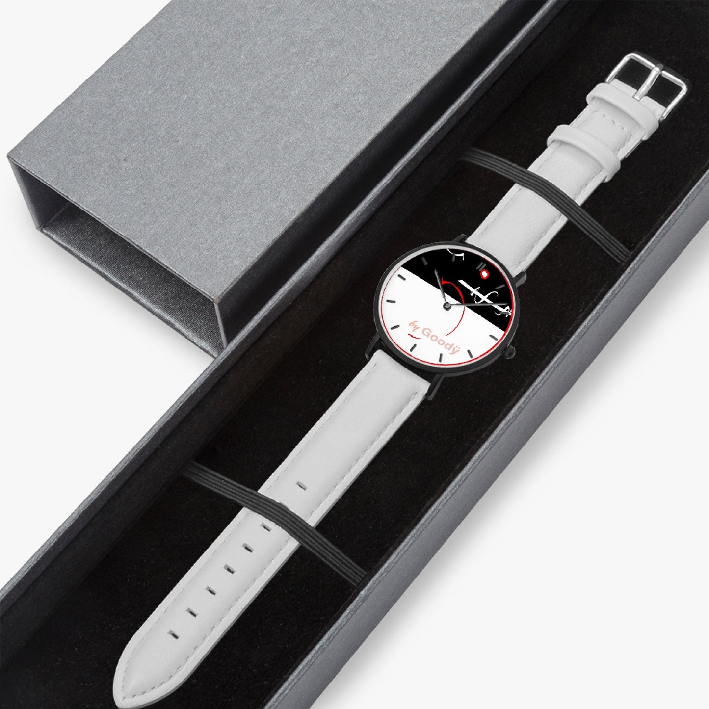 Ultra flat quartz watch "Lignerouge" (Black - with indicators)
