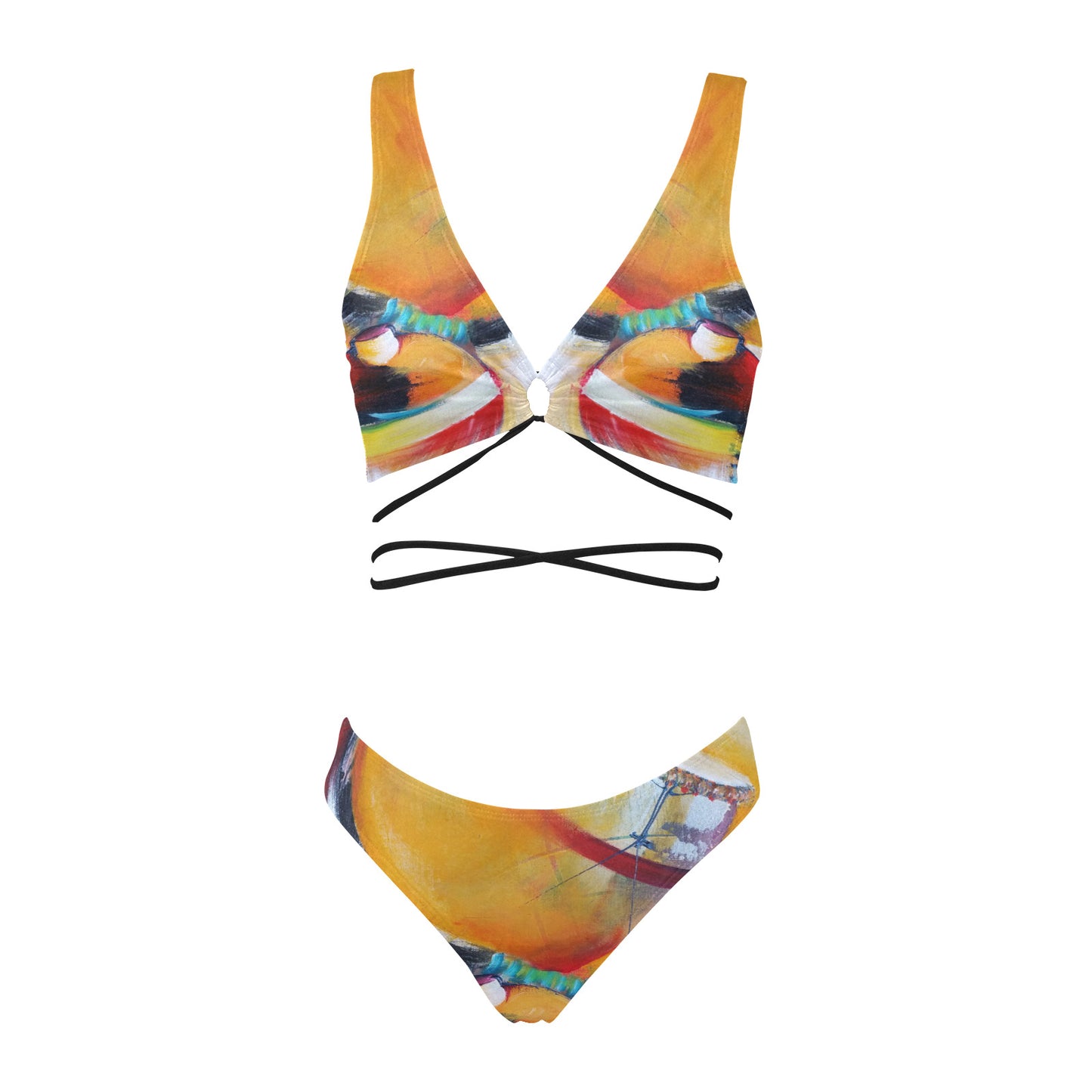 "Tanbou" lace-up swimsuit