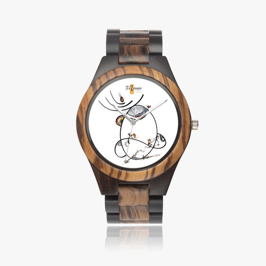 対照的な天然木材腕時計 "Linea"