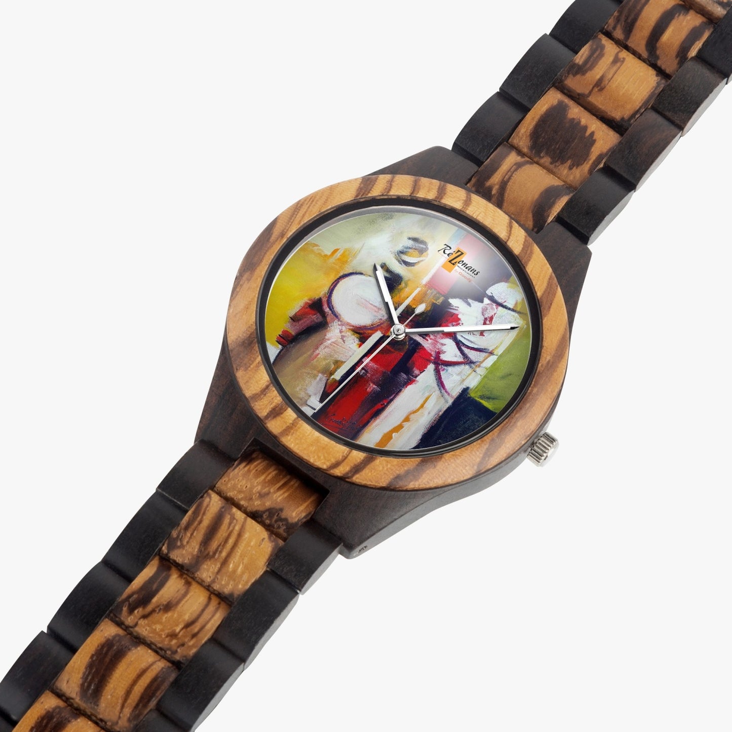 Contraste el reloj de madera natural "Rezistens"