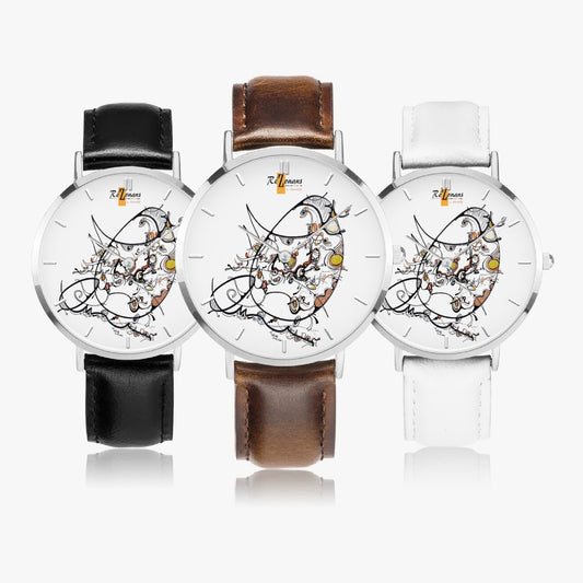 Ultra flat quartz watch "Kaomonde" (Silver - with indicators)