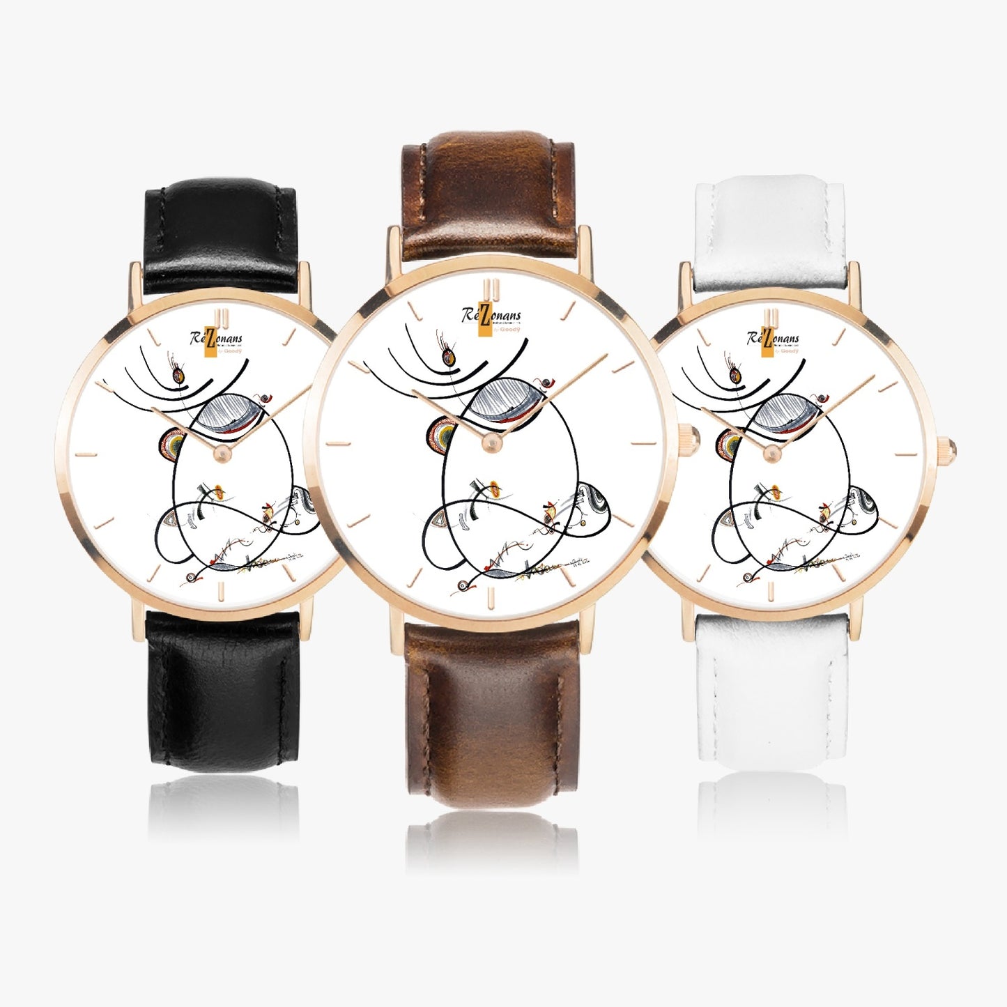 Ultra-thin quartz watch "Linea" (Rose Gold - with indicators)