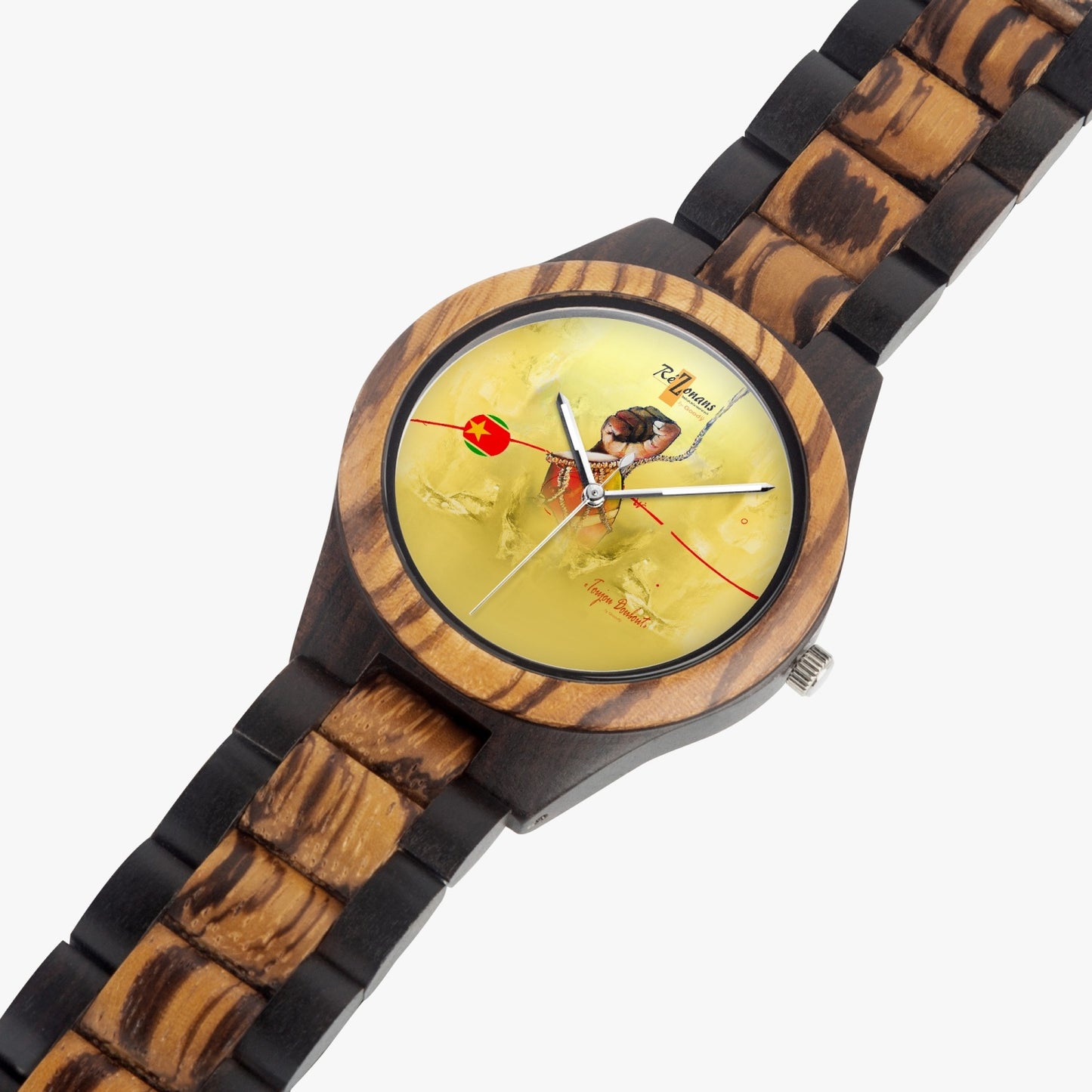 Contrasting natural wood watch "Toujoudoré"