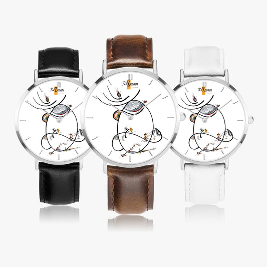 Ultra flat quartz watch "Linea" (Silver - with indicators)