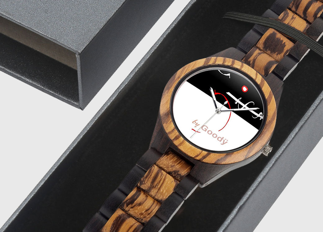 Contrasto orologio in legno naturale "Lineage"